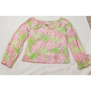 Vintage Lilly Pulitzer Taboo pink elephant print top Size Small Tropical Whimsy